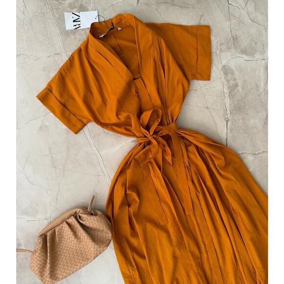 RARE!!! ZARA Cotton Midi Dress NWT - Picture 14 of 16